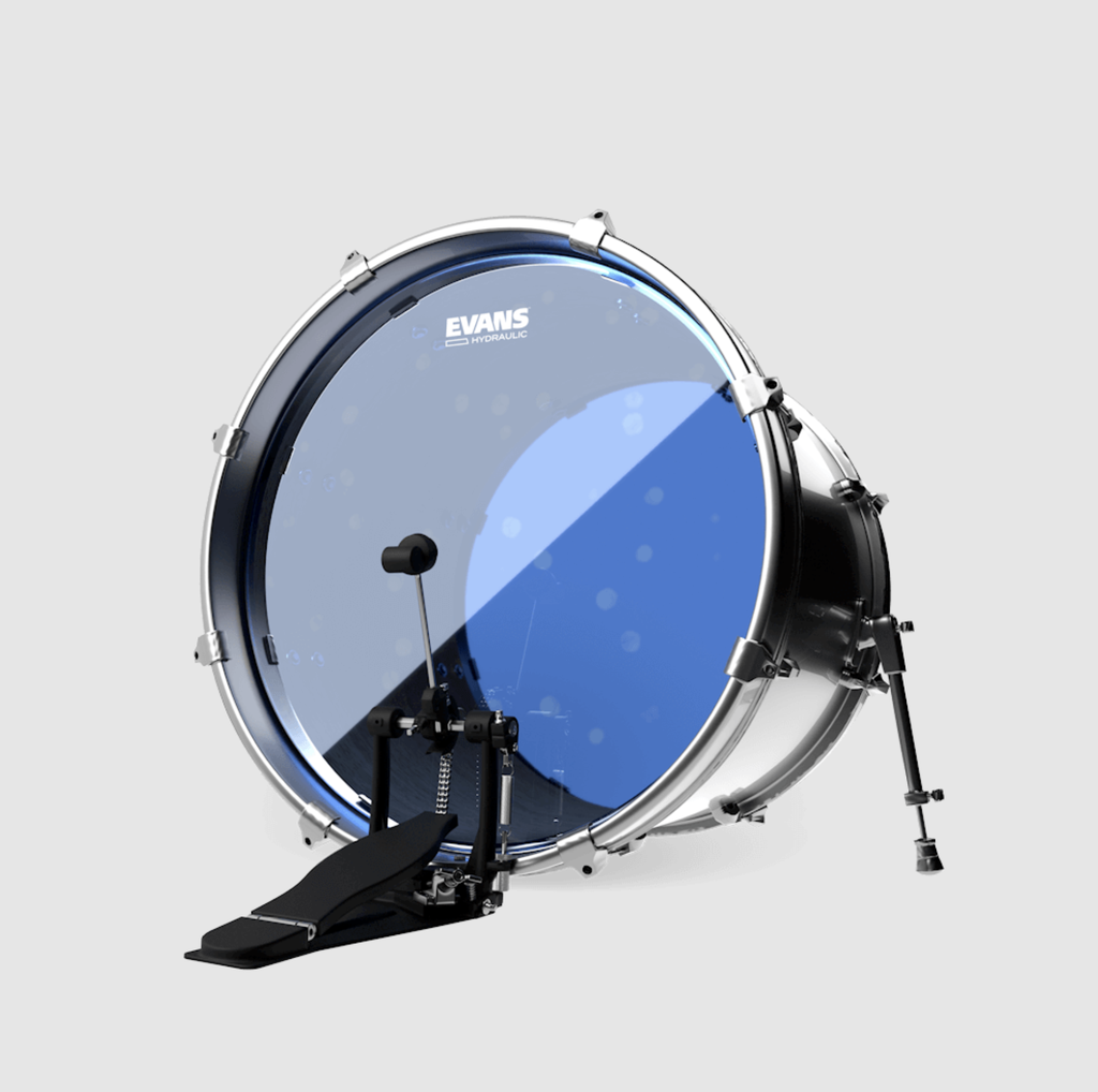 PARCHE EVANS, PARA BOMBO DE 22, DE 2 CAPA, COLOR ROJO TRANSPARENTE, HIDRAULICO