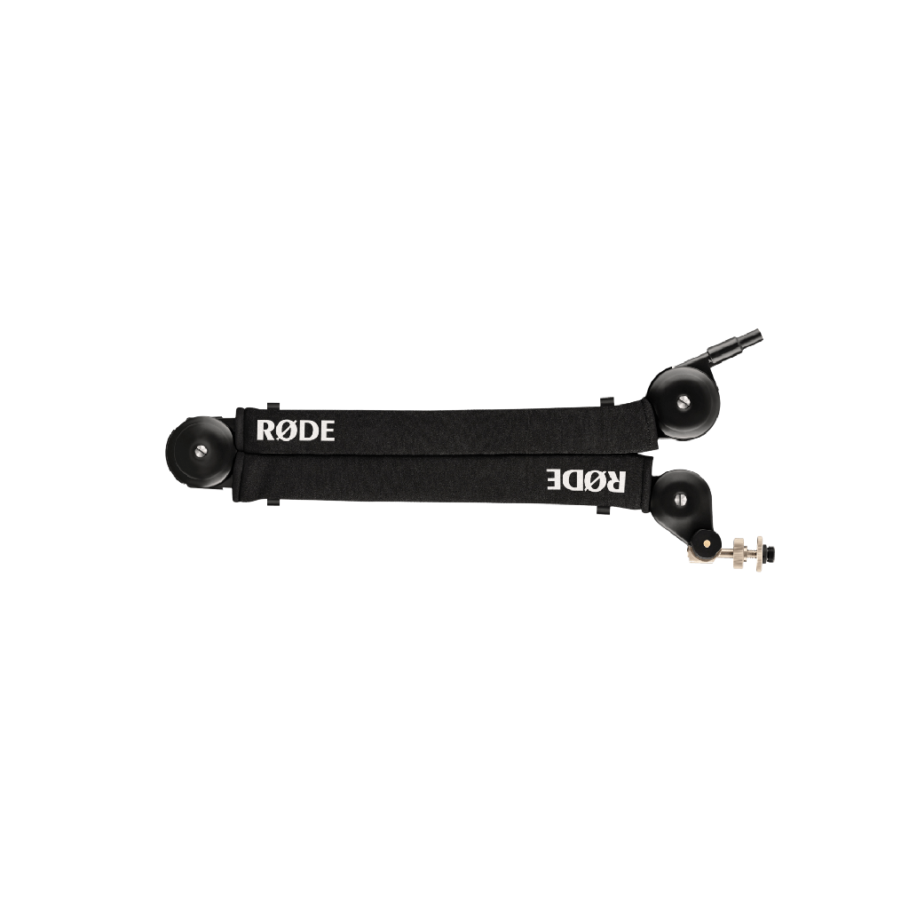 PEDESTAL DE ESCRITORIO RODE, PARA MICROFONO, CON BRAZO EXTENDIBLE MEDIANO Y CLIP PARA FIJACION EN MESA