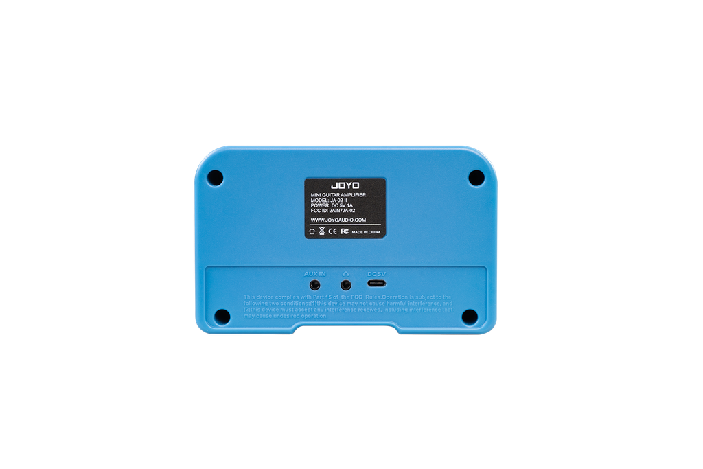 MINI AMPLIFICADOR JOYO, PARA GUITARRA,ENTRADA PARA AUX, PERILLA DE TONO, COLOR CELESTE.