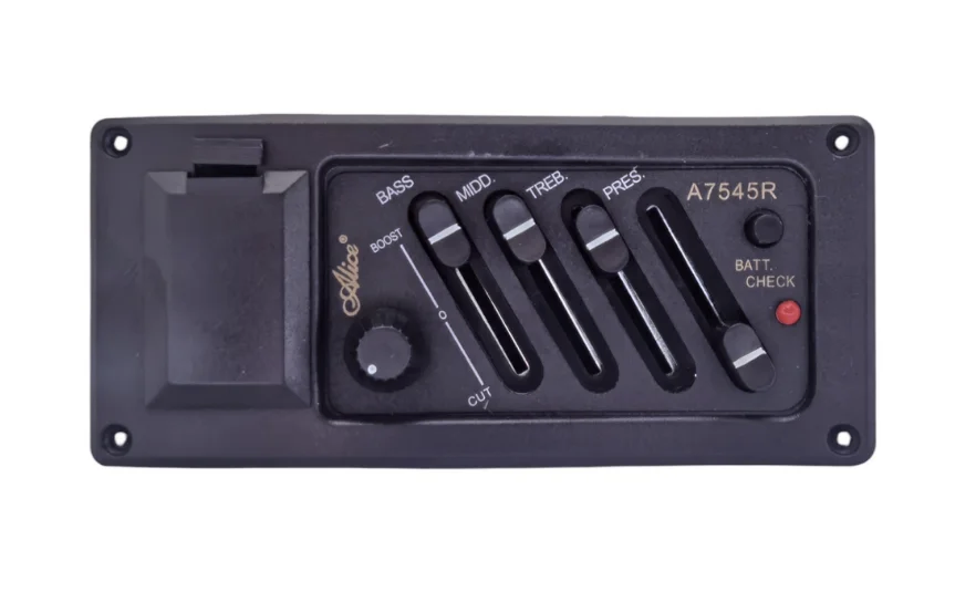 SISTEMA DE AMPLIFICACION (PREAMPLIFICADOR) ALICE, PARA GUITARRA ACUSTICA, CON EQ 4 BANDAS