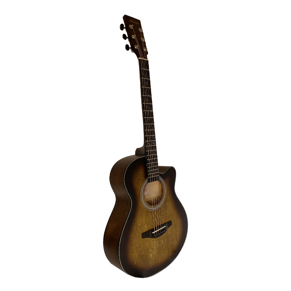 GUITARRA ACUSTICA VALENCIANA, 40, RUSTICO, CAFE SOMBREADO, CON FUNDA