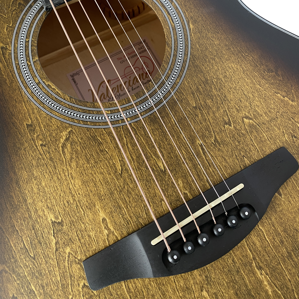 GUITARRA ACUSTICA VALENCIANA, 40, RUSTICO, CAFE SOMBREADO, CON FUNDA