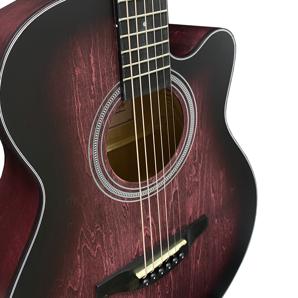 GUITARRA ACUSTICA VALENCIANA, 34, RUSTICO, ROJO SOMBREADO, CON FUNDA (copia)