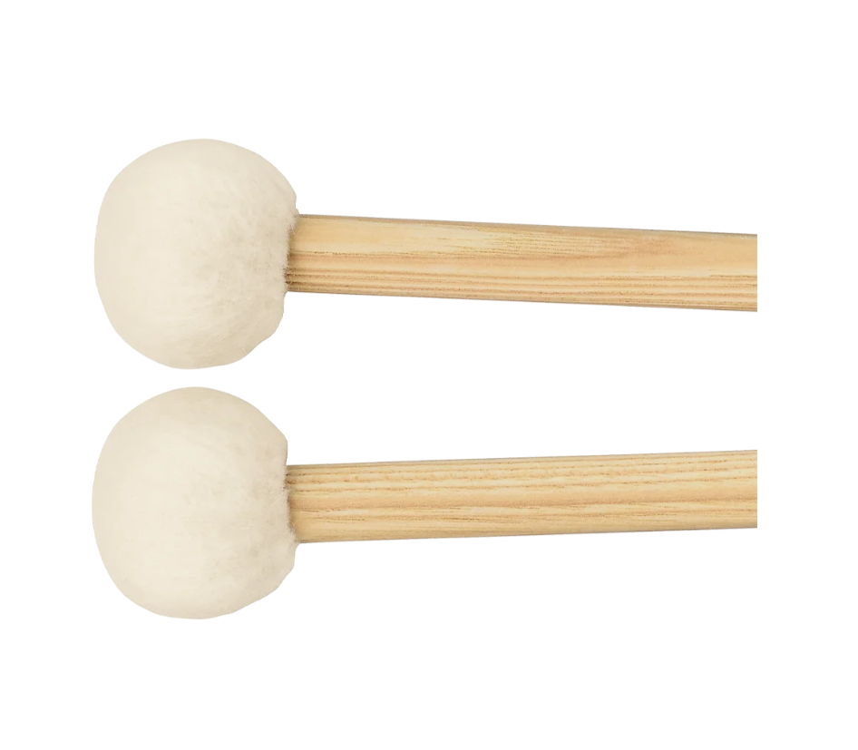 PAR DE BAQUETAS TIPO MAZOS MEINL, MULTIUSOS, DE FIELTRO SUAVE, MADERA NOGAL AMERICANO.