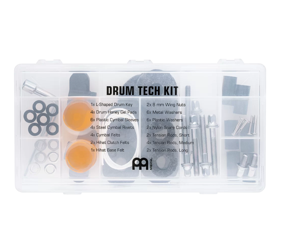 SET DE REPUESTOS MEINL, PARA BATERIA, INCLUYE LAS 14 HERRAMIENTAS MAS IMPORTANTES PARA BATERISTAS Y TECNICOS.