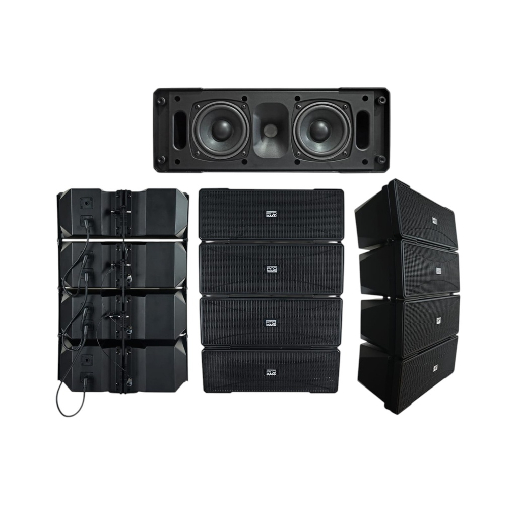 COMBO DE SISTEMA AEREO PROSOUND, SUBWOOFER ACTIVO 1X18", 4 BOCINAS PASIVAS 2X4", MEZCLADORA Y AMPLIFICADOR INCORPORADO XLR/LINE/BT/USB