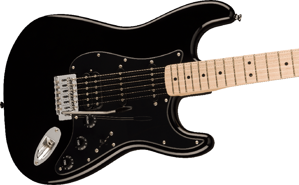 GUITARRA ELECTRICA FENDER, SERIE SQUIER , STRATOCASTER, COLOR NEGRO, TAPA BLANCA