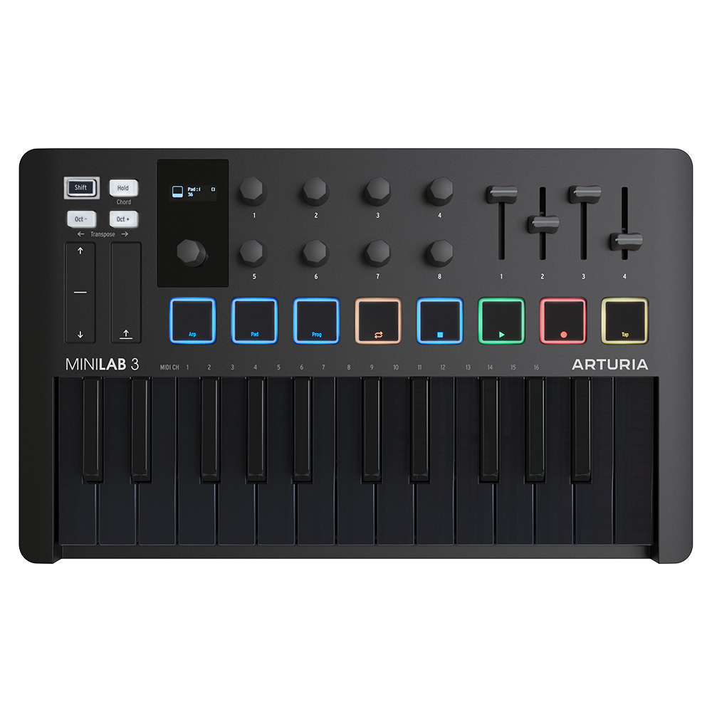 CONTROLADOR UNIVERSAL MIDI, ARTURIA, MINILAB 3 BK DEEP, 25 TECLAS, COLOR NEGRO PROFUNDO, TECLAS NEGRAS.