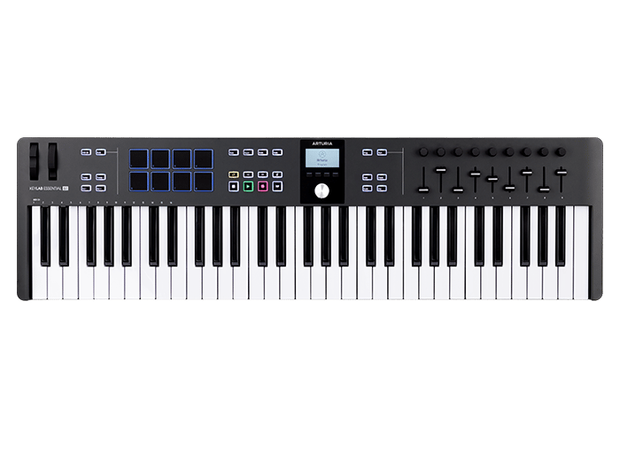 CONTROLADOR MIDI UNIVERSAL, ARTURIA, KEYLAB ESSENCIAL MK3, 61 TECLAS, COLOR NEGRO
