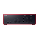 INTERFACE DE AUDIO FOCUSRITE, SERIE 4i4 G4, 2 IN XLR/TS, 2 IN TS, 4 OUT TS, 2 MODOS AIR, AUTO GAIN, COLOR ROJO.