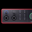 INTERFACE DE AUDIO FOCUSRITE, SERIE 4i4 G4, 2 IN XLR/TS, 2 IN TS, 4 OUT TS, 2 MODOS AIR, AUTO GAIN, COLOR ROJO.