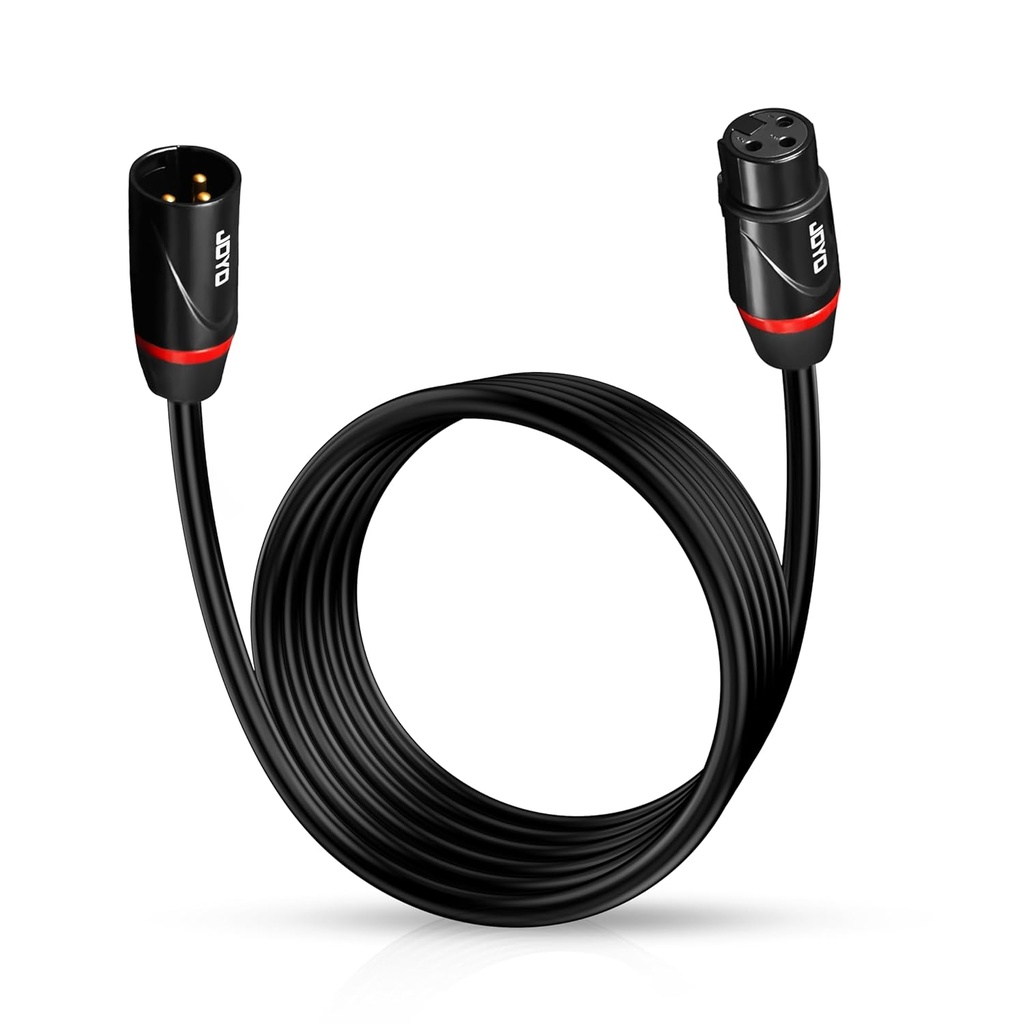 CABLE PARA MICROFONO JOYO, XLR MACHO - XLR HEMBRA, CAPA LISO NEGRO, 26 METROS, 20AWG