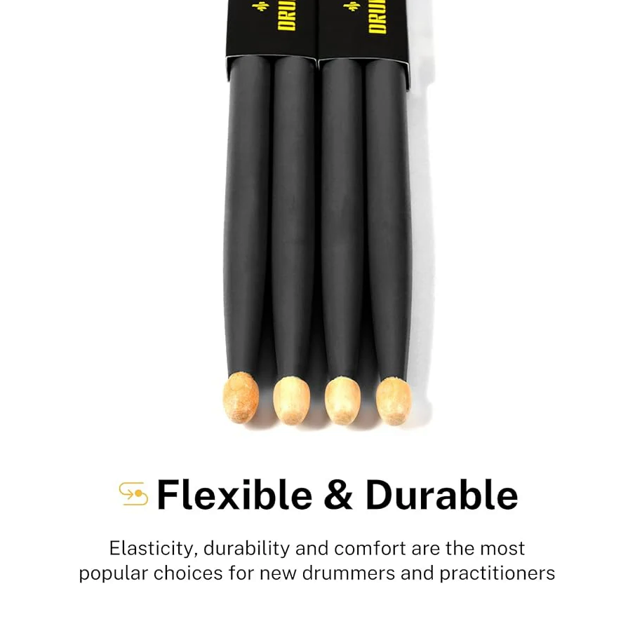 BAQUETAS DONNER, 2 PARES, 5A, CON BOLSA, MADERA DE ARCE