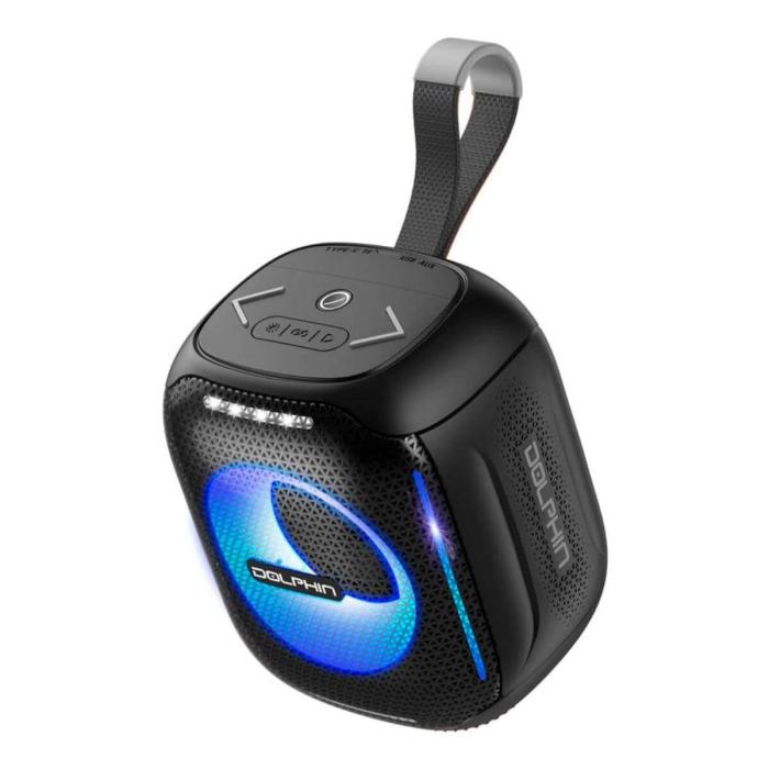 BOCINA BLUETOOTH DOLPHIN, PORTÁTIL, RESISTENTE AL AGUA, CON LUCES LED