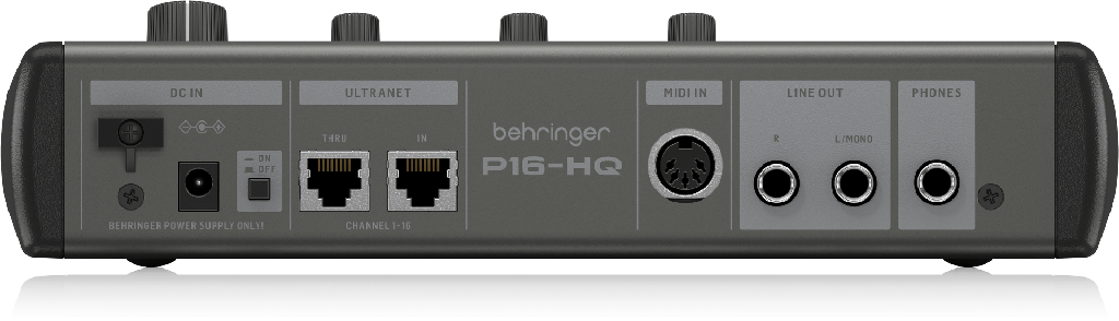 MEZCLADOR DE MONITOREO BEHRINGER, POWERPLAY, DIGITAL, 16 CANALES, CONECTIVIDAD POR ULTRANET, MIDI OUT.