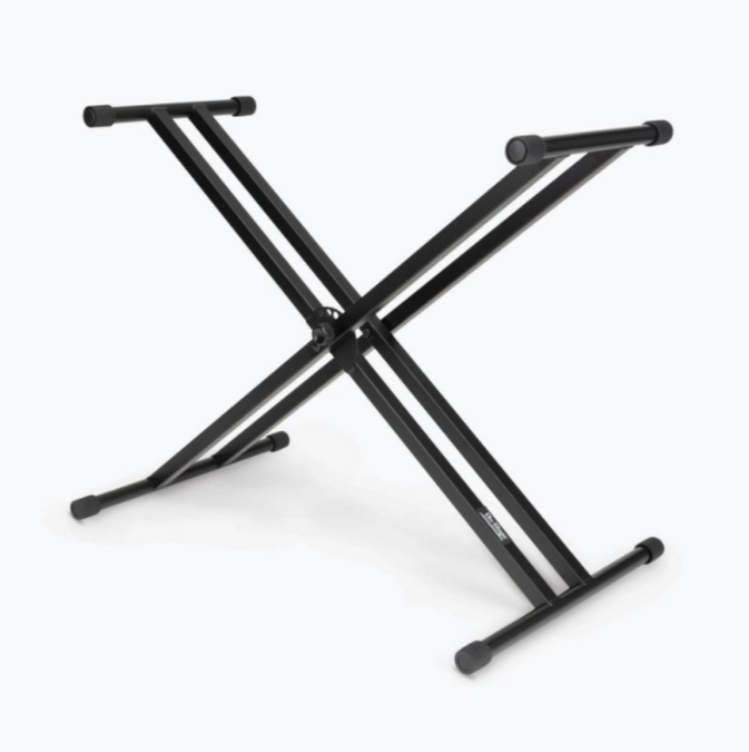 PEDESTAL PARA TECLADO ON-STAGE, DOBLE BARRA X, COLOR NEGRO