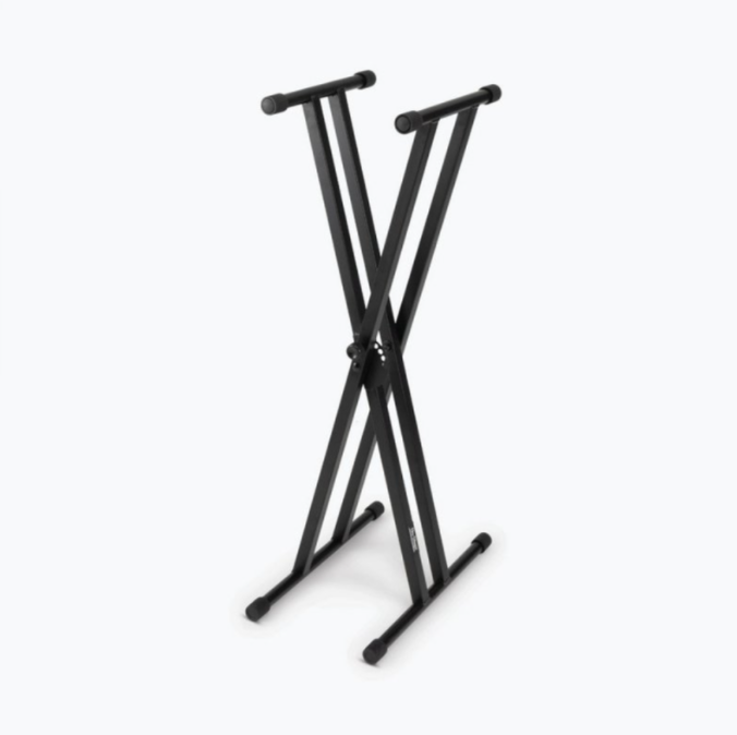 PEDESTAL PARA TECLADO ON-STAGE, DOBLE BARRA X, COLOR NEGRO