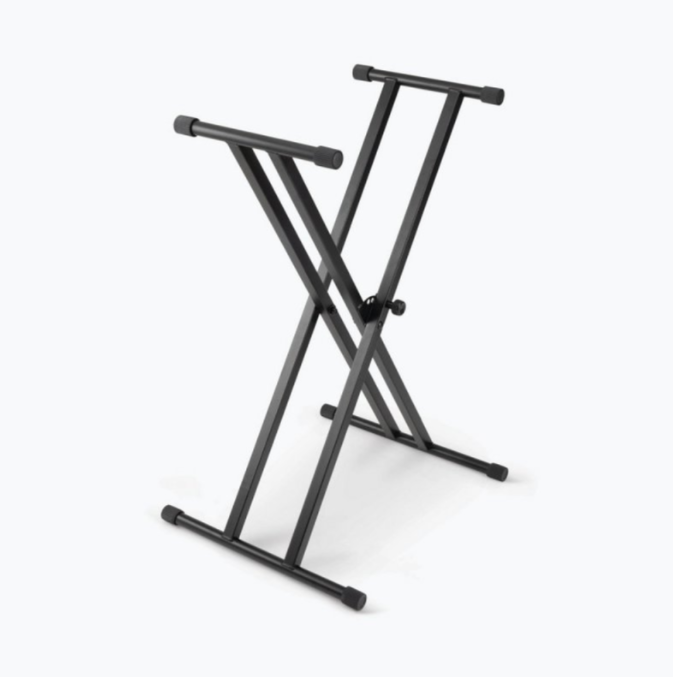 PEDESTAL PARA TECLADO ON-STAGE, DOBLE BARRA X, COLOR NEGRO