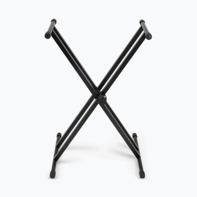 PEDESTAL PARA TECLADO ON-STAGE, DOBLE BARRA X, COLOR NEGRO