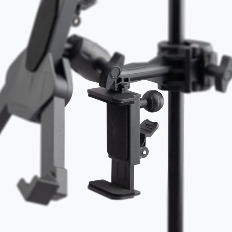SOPORTE UNIVERSAL ON-STAGE, PARA TABLET O IPAD, COLOR NEGRO.