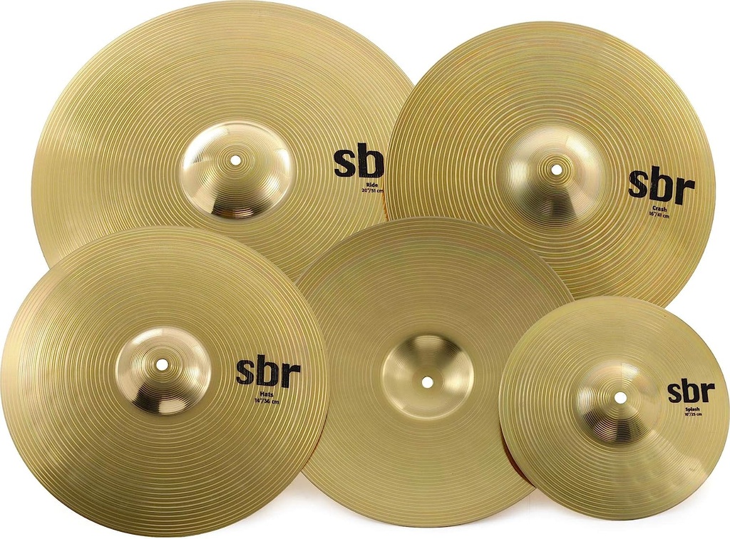SET DE PLATILLOS SABIAN, SERIE SBR, MEDIDAS: 14,16,20 Y 10, LATON.