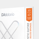 SET DE CUERDAS D´ADDARIO, PARA GUITARRA ACUSTICA, METAL, CALIBRE 010/047, 80/20 BRONZE, EXTENDED LIFE + NATURAL FEEL (copia)