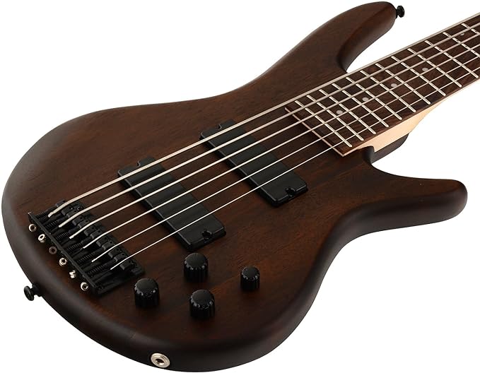 BAJO ELECTRICO IBANEZ, 5 CUERDAS, ACTIVO, COLOR CEREZA, PORO ABIERTO, CON FUNDA