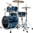 BATERIA ACUSTICA TAMA, SERIE RHYTHM MATE, 5PCS, HAIRLINE BLUE (HLB), ARO CROMADO, INCLUYE PEDESTALES, PLATILLOS Y BANCO