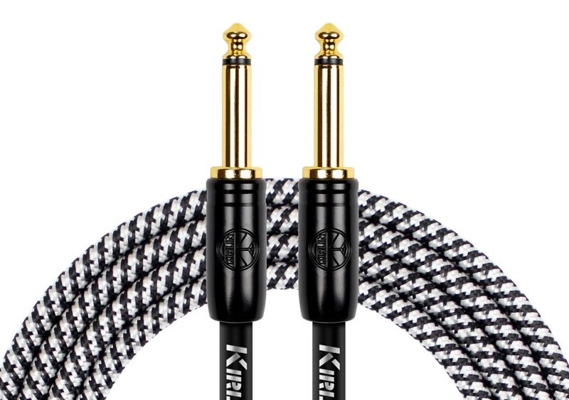CABLE PARA INSTRUMENTO KIRLIN, TS 1/4 - TS 1/4, CAPA DE TELA GRIS/ NEGRO, PLUG DORADO, 6 METROS, (copia)