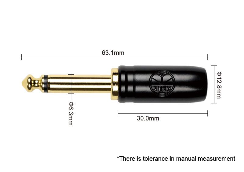 CABLE PARA INSTRUMENTO KIRLIN, TS 1/4 - TS 1/4, CAPA DE TELA GRIS/ NEGRO, PLUG DORADO, 6 METROS, (copia)