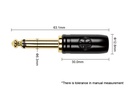 CABLE PARA INSTRUMENTO KIRLIN, TS 1/4 - TS 1/4, CAPA DE TELA GRIS/ NEGRO, PLUG DORADO, 6 METROS, (copia)