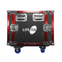 HARD CASE, RACK DE GIRA PROFESIONAL, LITE TEK, CON RUEDAS, 10U, COLOR NEGRO CON PERFIL ROJO.