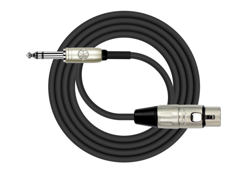CABLE CONEXION UNICA KIRLIN, TRS 1/4 BALANCEADO - XLR HEMBRA, CAPA LISO NEGRO, 6 METROS, 24 AWG