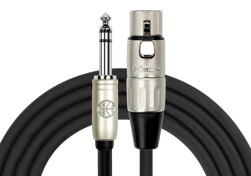CABLE CONEXION UNICA KIRLIN, TRS 1/4 BALANCEADO - XLR HEMBRA, CAPA LISO NEGRO, 6 METROS, 24 AWG