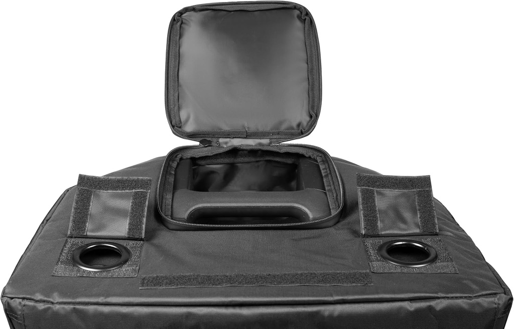 FUNDA PARA BOCINA JBL, IMPERMEABLE, PARA EON715, ENGUATADO, COLOR NEGRO