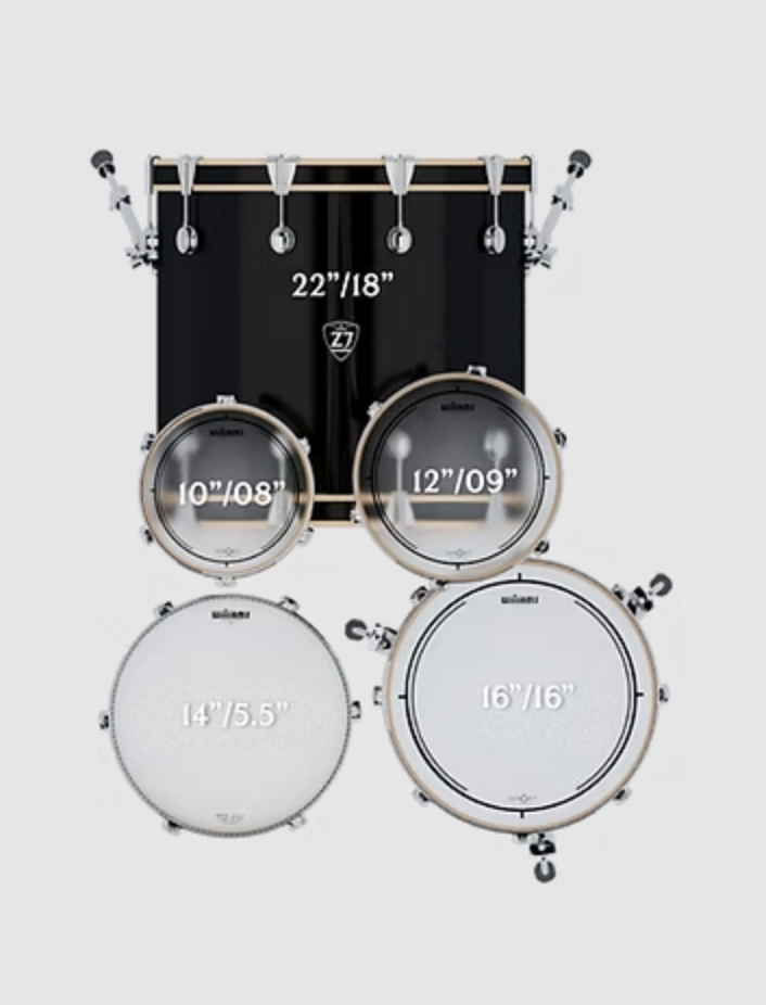 BATERIA ACUSTICA ZOWAG, 5PCS, MADERA DE ALAMO, ARO CROMADO (NO INCLUYE PLATILLOS)