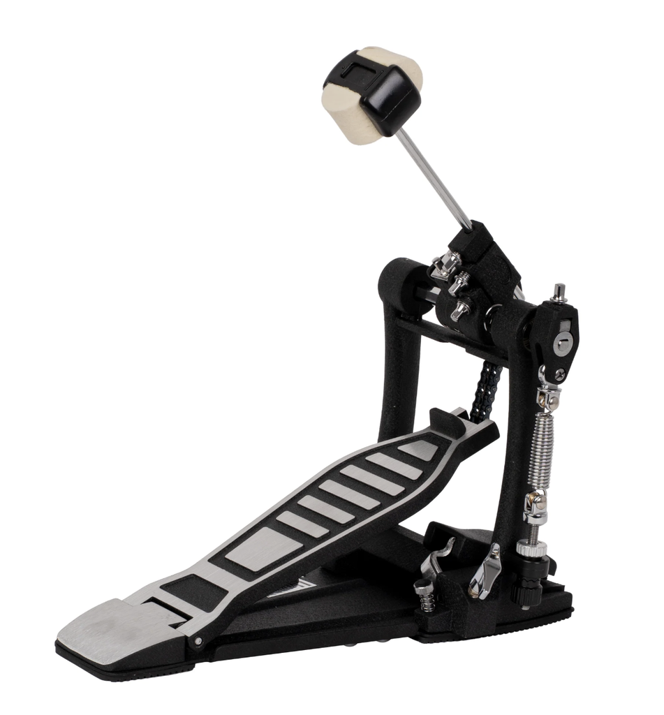 PEDAL PARA BOMBO LIVERPOOL, DOBLE CADENA, 1 RESORTE Y MAZO AJUSTABLE,