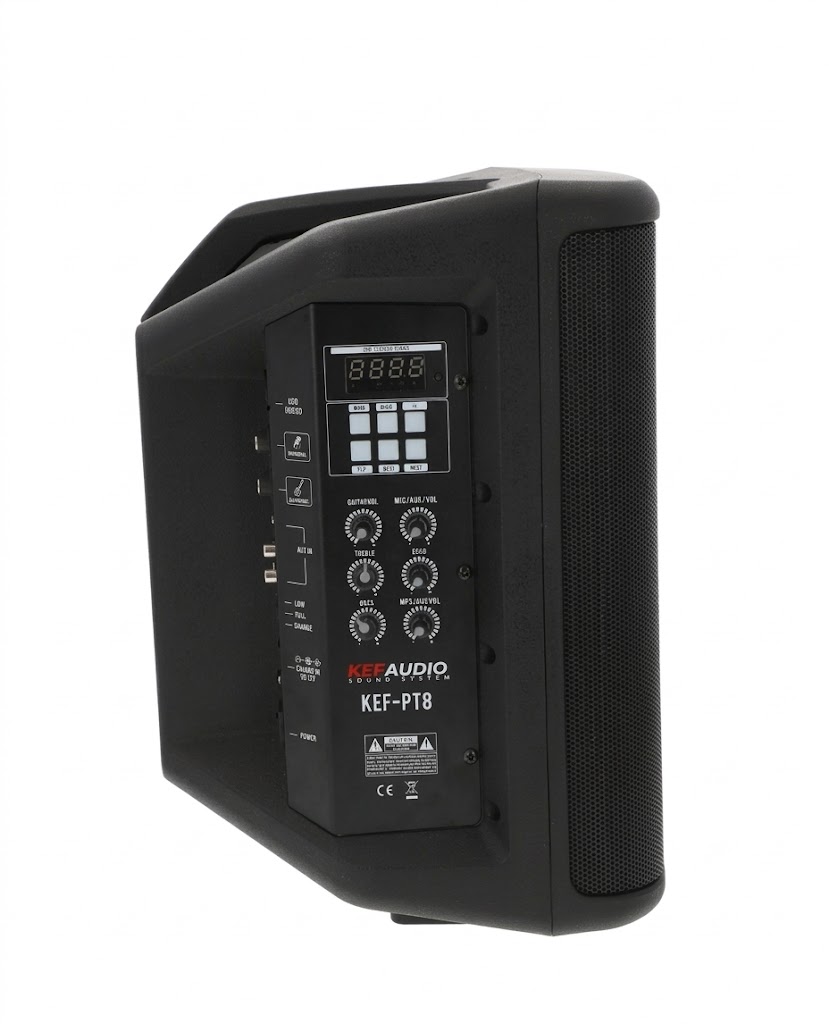 ALTAVOZ ACTIVO KEF AUDIO, 15", CON RODOS, RECARGABLE, 1500W MAX, MP3/FM/BLUETOOTH/USB/SD