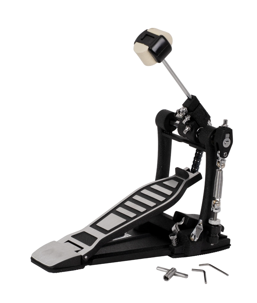 PEDAL PARA BOMBO LIVERPOOL, DOBLE CADENA, 1 RESORTE Y MAZO AJUSTABLE,