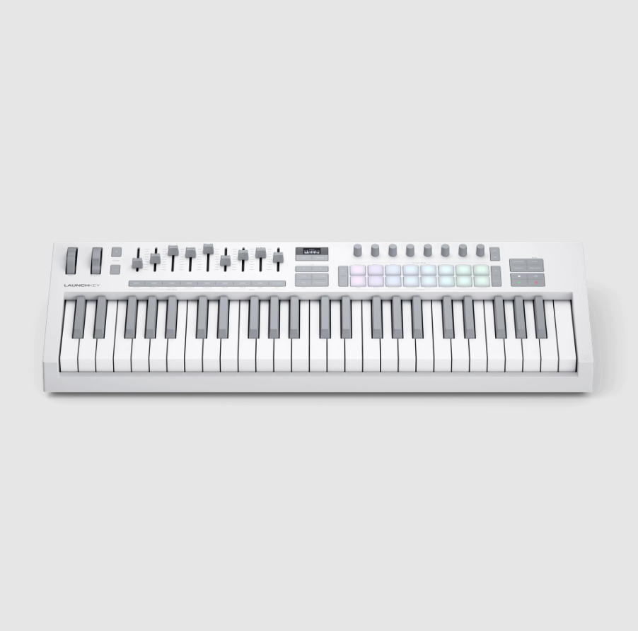 CONTROLADOR MIDI LAUNCHKEY, NOVATION, 49 TECLAS, COLOR BLANCO, PARA MAC/PC/OIS