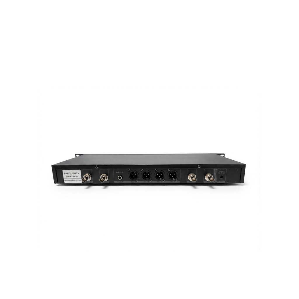 SISTEMA DE MICROFONIA PARA CONFERENCIAS LUNA, UHF, INALAMBRICO, CONTIENE 1 RECEPTOR + 4 BASES DE CONFERENCIA CON CUELLO DE CISNE, ELEGANTE, CANALES INDEPENDIENTES, 400 FRECUENCIAS, 80 METROS DE ALCANCE MAXIMO.