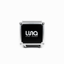 HARD CASE, RACK DE GIRA PROFESIONAL, LUNA, CON RUEDAS, 10U, COLOR NEGRO, ORILLAS COLOR PLATEADO.