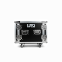 HARD CASE, RACK DE GIRA PROFESIONAL, LUNA, CON RUEDAS, 10U, COLOR NEGRO, ORILLAS COLOR PLATEADO.