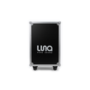 HARD CASE, RACK DE GIRA PROFESIONAL, LUNA, CON RUEDAS, 16U, COLOR NEGRO, ORILLAS COLOR PLATEADO.