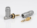 2 PACK CONECTOR KIRLIN, TS 1/4 MACHO (PLUG 3.5mm), METALICO GRIS, ANGULO RECTO COLOR DORADO