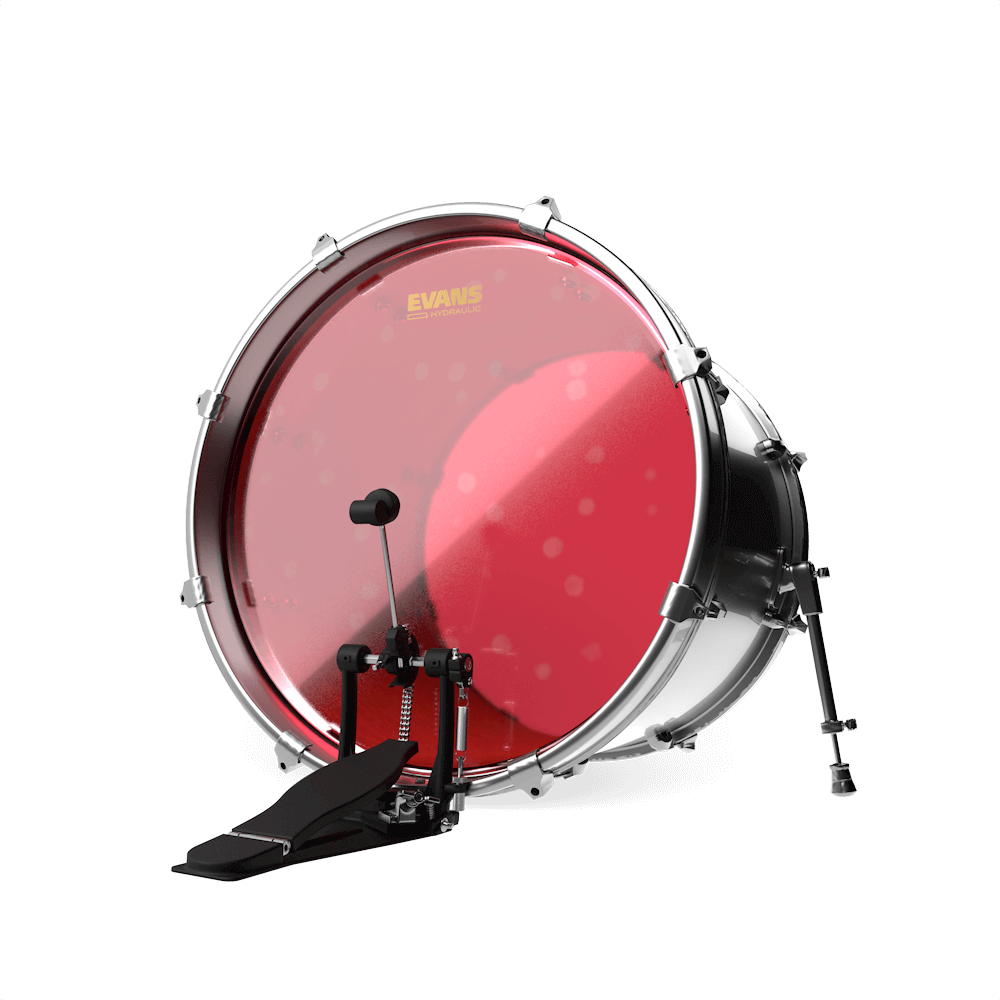PARCHE EVANS, PARA BOMBO DE 22, DE 2 CAPA, COLOR ROJO TRANSPARENTE, HIDRAULICO