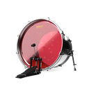 PARCHE EVANS, PARA BOMBO DE 22, DE 2 CAPA, COLOR ROJO TRANSPARENTE, HIDRAULICO