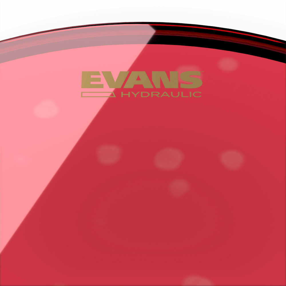 PARCHE EVANS, PARA BOMBO DE 22, DE 2 CAPA, COLOR ROJO TRANSPARENTE, HIDRAULICO