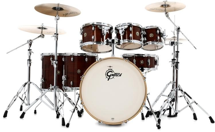 BATERIA ACUSTICA GRETSCH, SERIE CATALINA MAPLE COLOR WALNUT GLAZE LAC, 7 PCS, CONSTRUIDA CON 7 CAPAS EXTERNAS DE ARCE