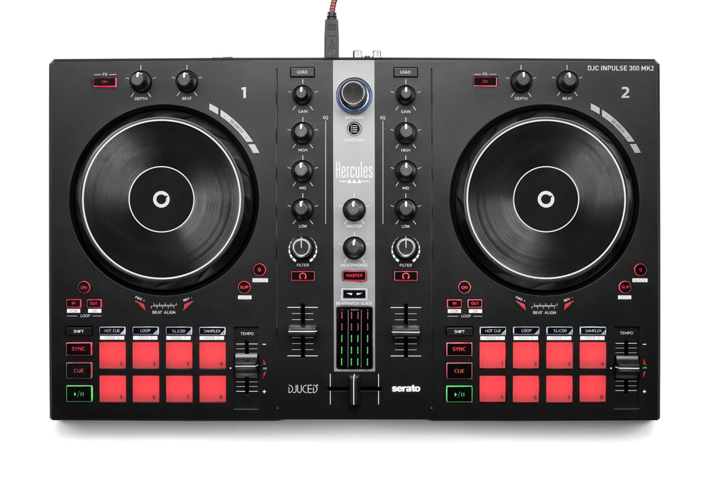 CONTROLADOR DE DJ HERCULES, SERIE INPULSE MK2, 2 CANALES, COLOR NEGRO